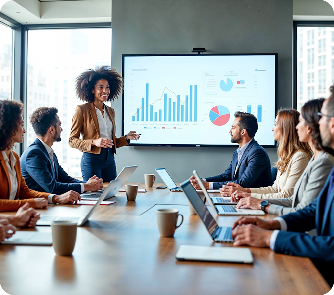 Business team reviewing a pitch deck