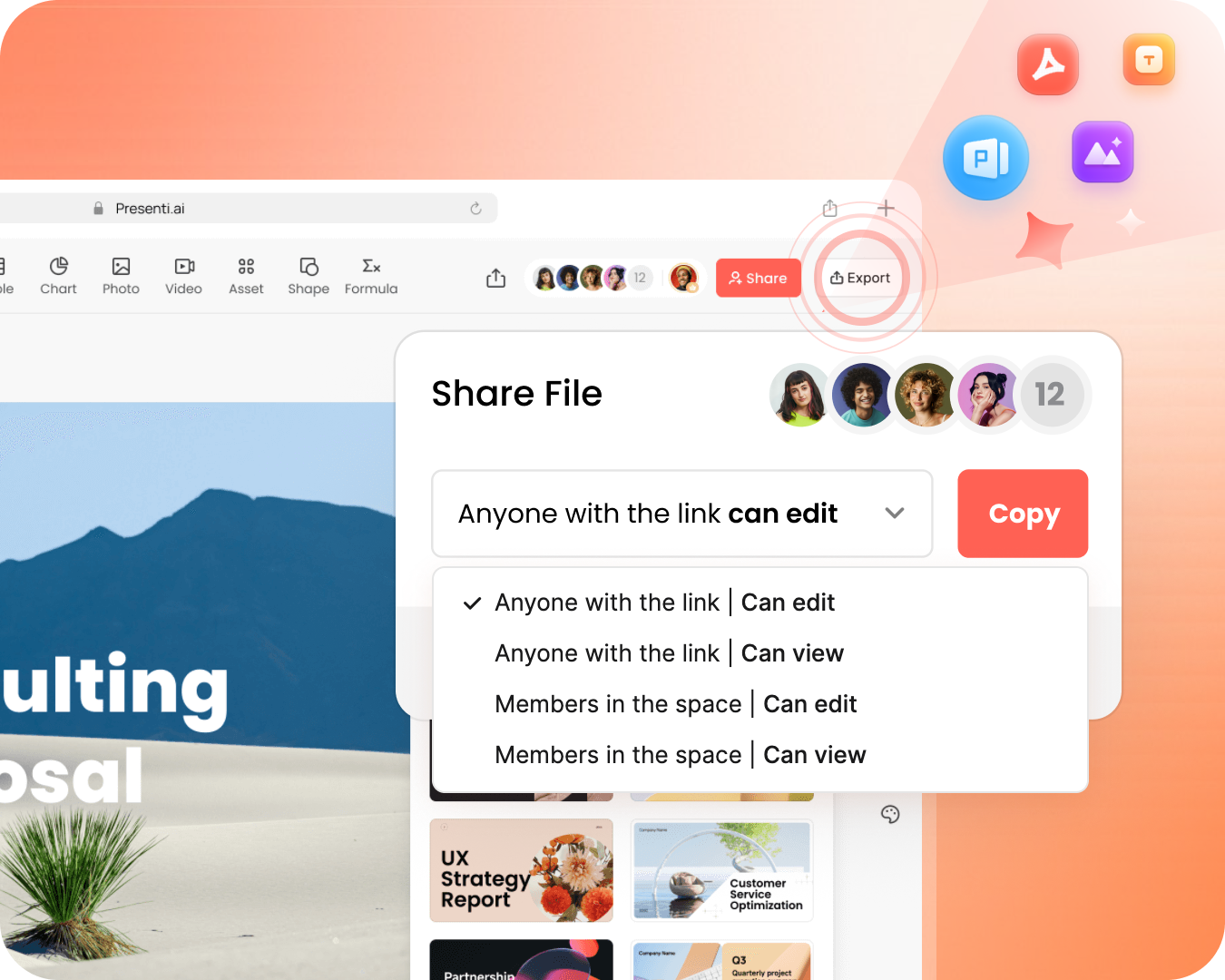 Presentation editor workspace